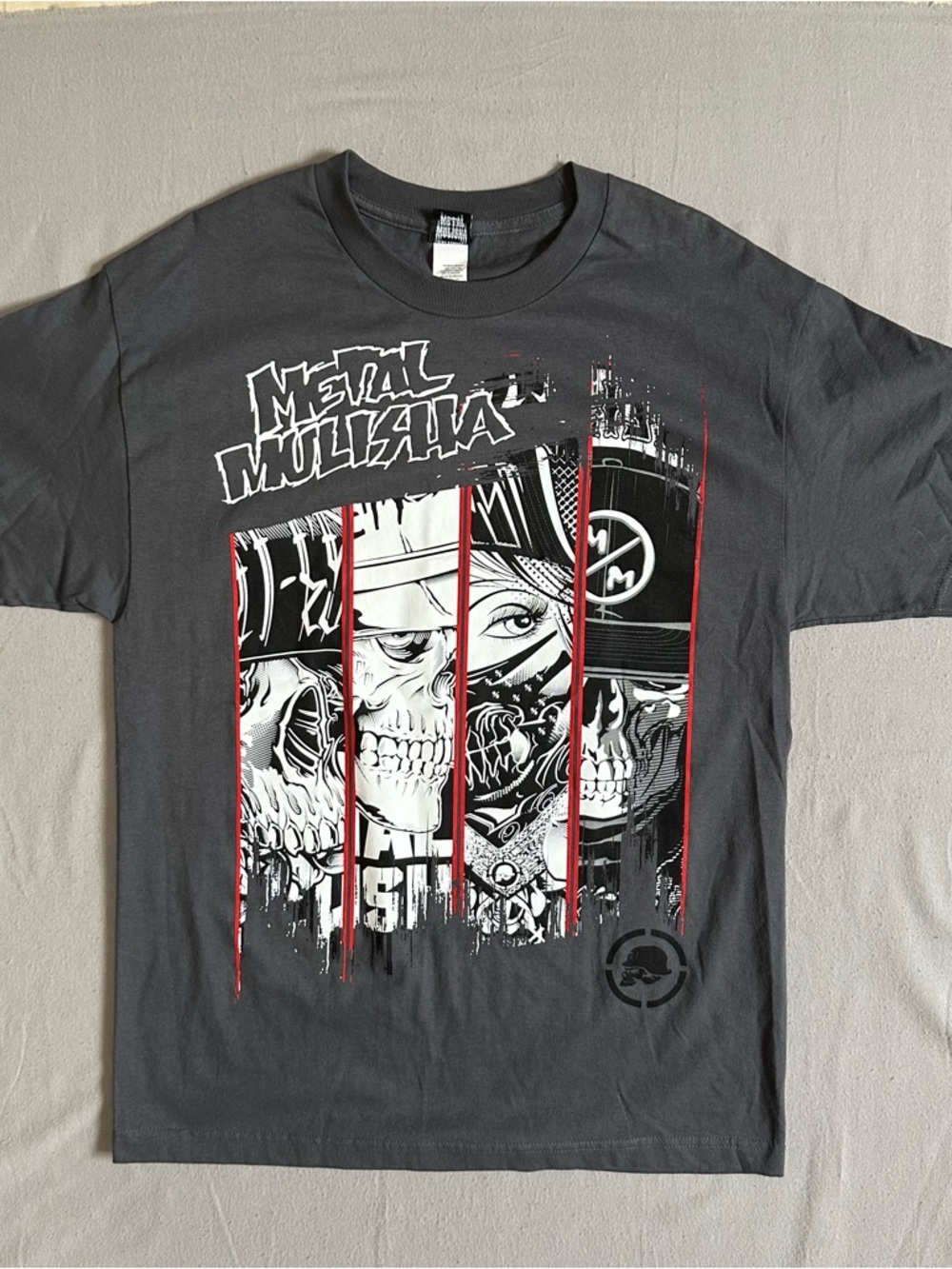 Metal Mulisha Skull Graphic Tee Grey Red Streetwear Shirt Mens L
